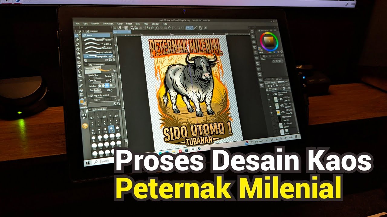 desain ilustrasi kaos untuk peternak milenial 