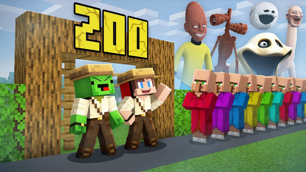 JJ and Mikey Opened MOB ZOO in Minecraft - Maizen