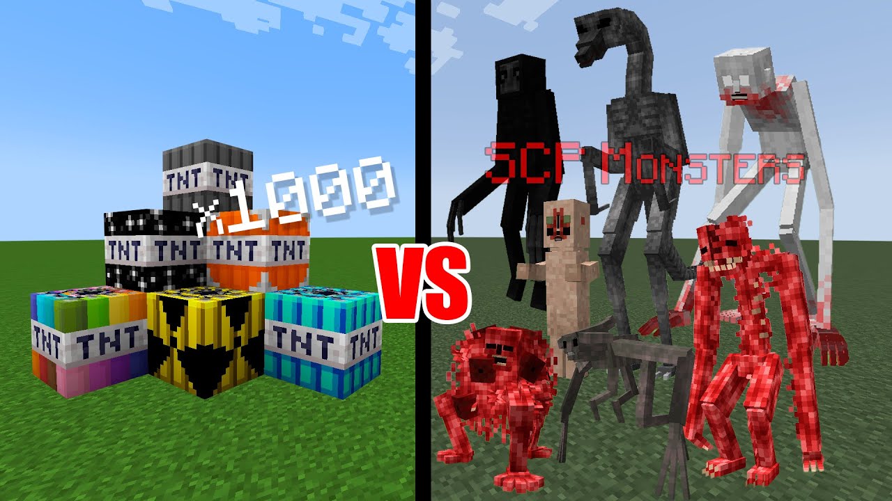 TNT vs ALL SCP Creepypasta Mobs in Minecraft