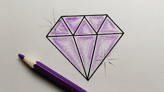 How To Draw Diamondتعليم الرسم كيفية رسم ماسة جميلة مع التلوين بطريقة سهلة للمبتدئين خطوة بخطوة Youtube