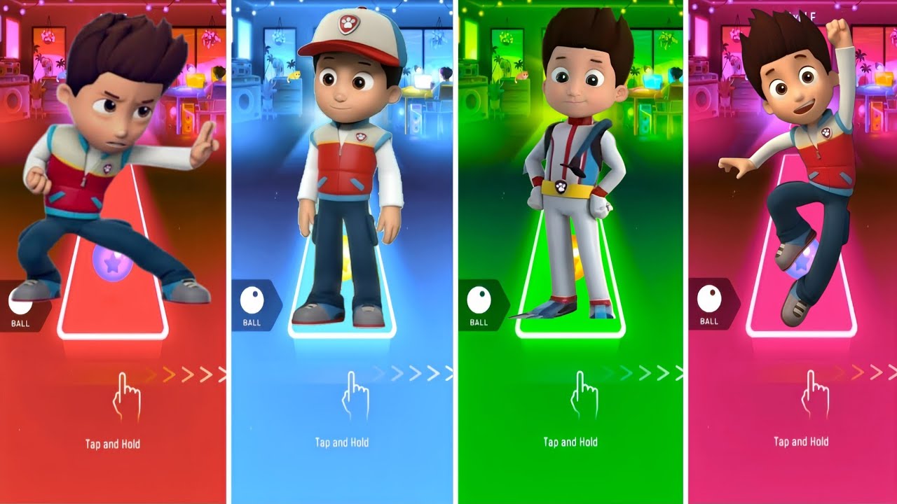 Ryder Paw Patrol VS Marshall VS Rubble Paw Patrol VS Paw Patrol - Tiles Hop EDM Rush 