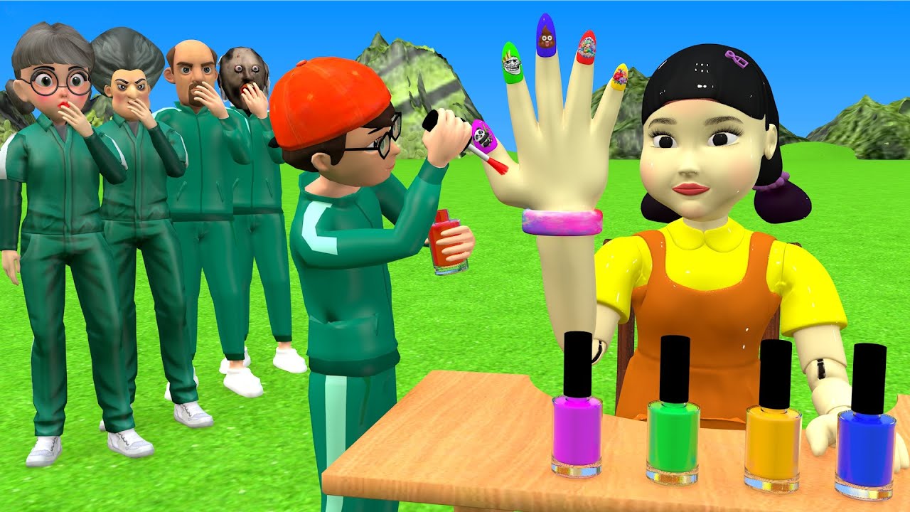 Scary Teacher 3D vs Squid Game Best nail polish color 5 Times Challenge Who's Winer