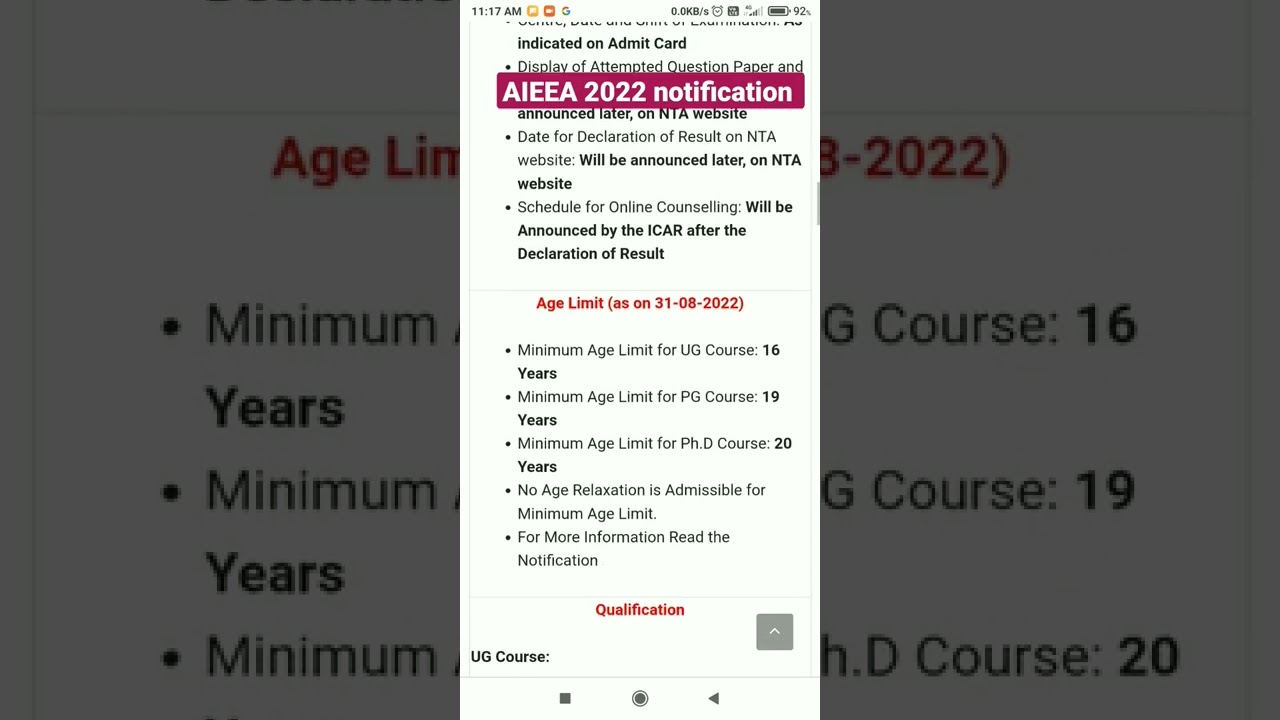 AIEEA 2022 Notification/nta AIEEA ug, pg, phd 2022