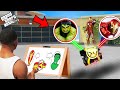 Franklin using magical painting to draw avengers magical watch in gta v