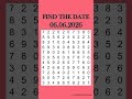 Find Today's Date-06.06.2026 - Word Search Puzzle-FIND BOTH #numbersearch #numberpuzzle #todaysdate