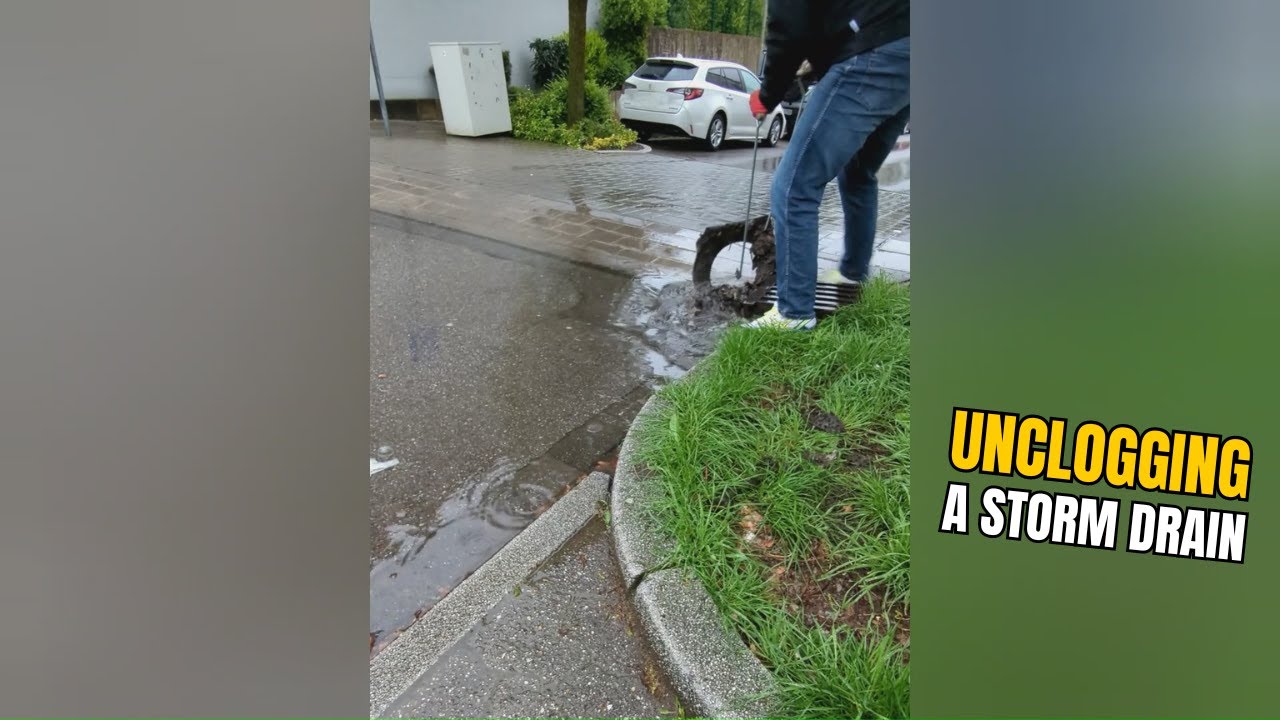 #041-1 Unclogging a storm drain after rain in Germany - YouTube