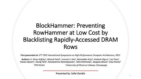 Seminar in Computer Architecture - Session 1.2: BlockHammer (ETH Zürich, Spring 2021)