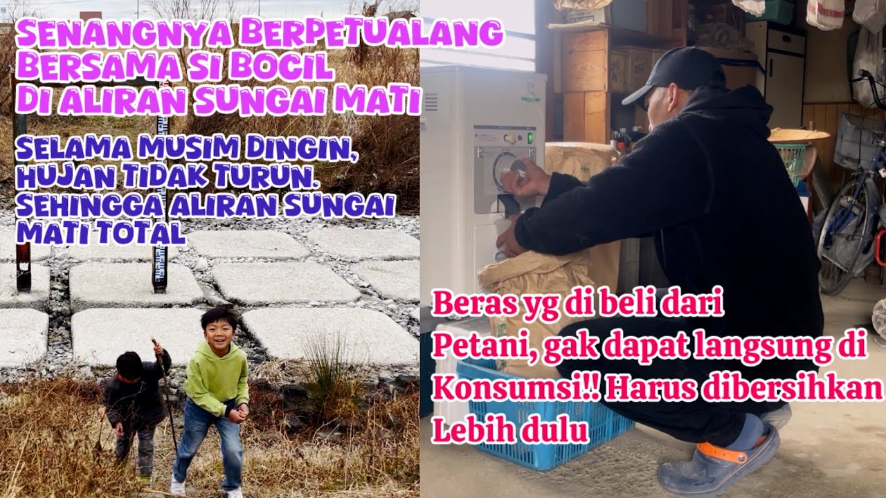 Bermain di aliran sungai yang kering bersama si bocil