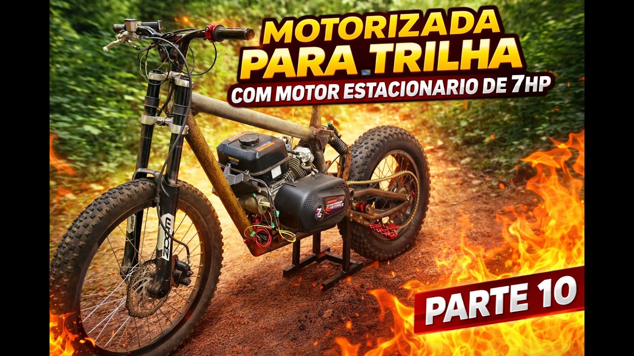 Bike motorizada de trilha com motor estacionário de 7 hp - Parte 10