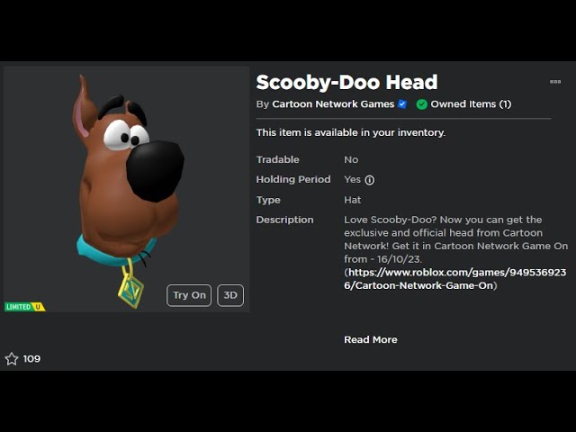 🚨EASY🚨 Roblox Limited UGC FREE Scooby-Doo Head 