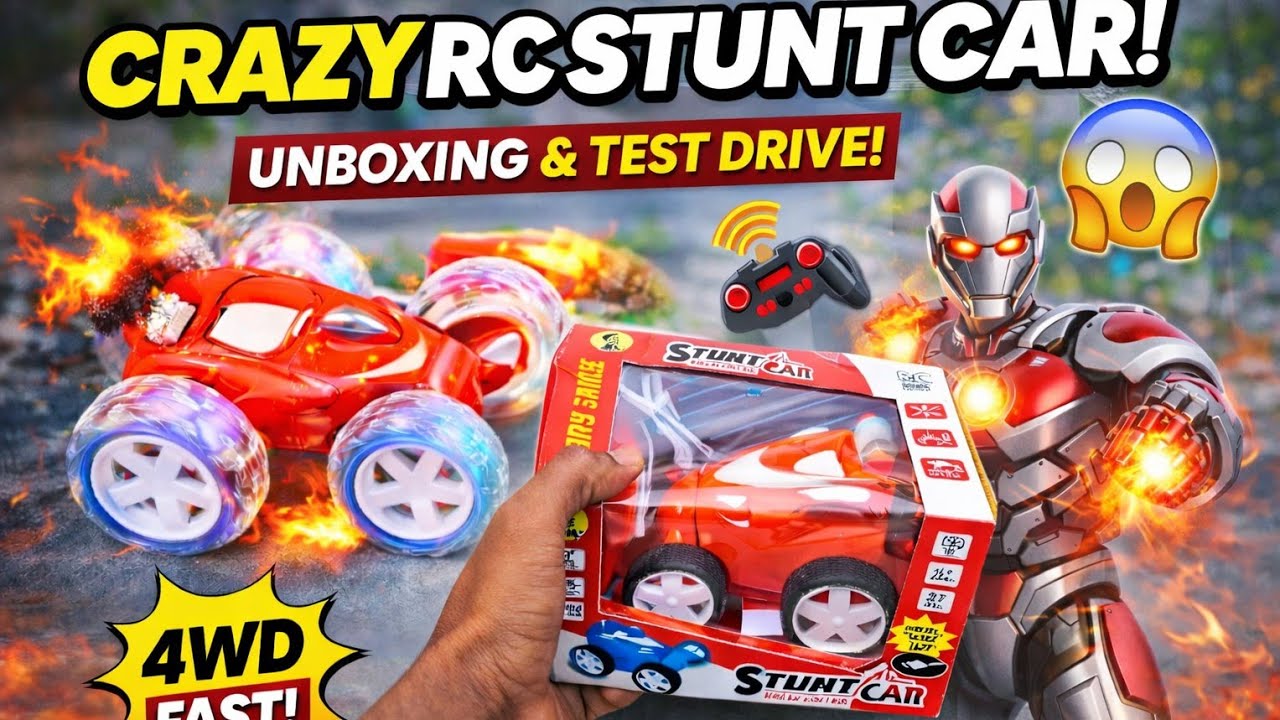 Crazy RC Stunt Car Unboxing & Test Drive 😱 4WD Remote Control Toy Car Review!