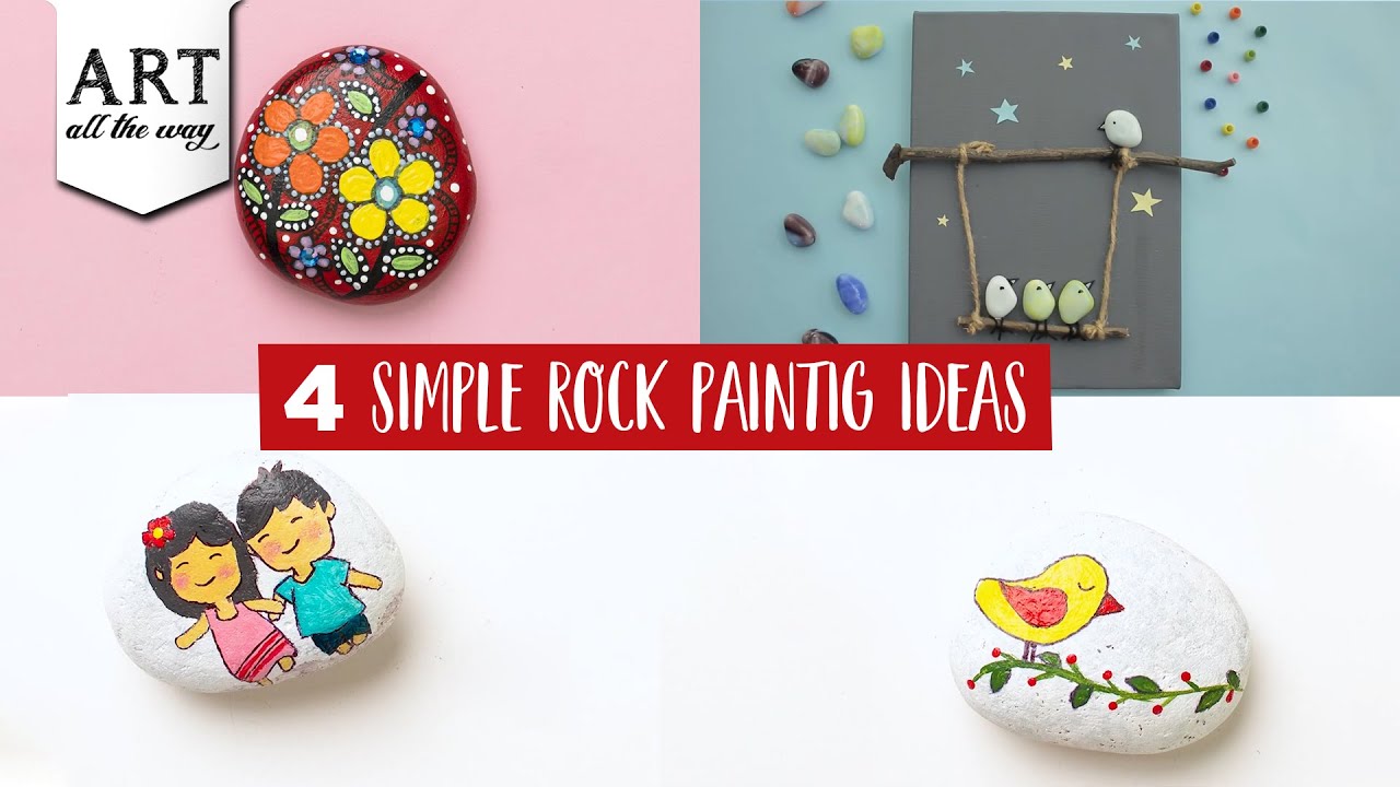 4 Simple Rock Painting Ideas | DIY Easy Painting | Rock Painting compilation