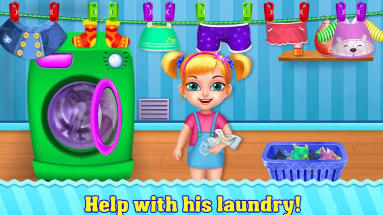 House Cleaning Clean Tidy Room Help Little Cute Girl Clean Up The