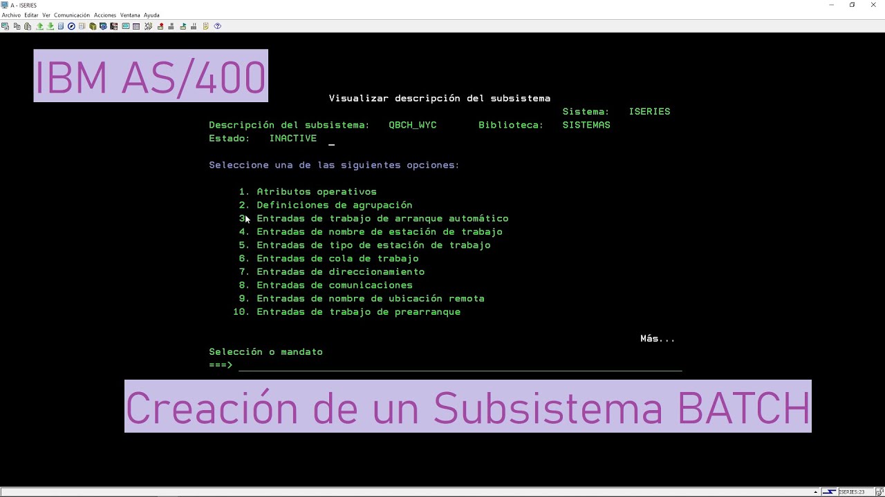 IBM AS/400: Como crear mi propio Subsistema BATCH - YouTube