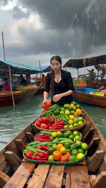 Floating Market in Heavy Rain ☔ Indonesian Village Life