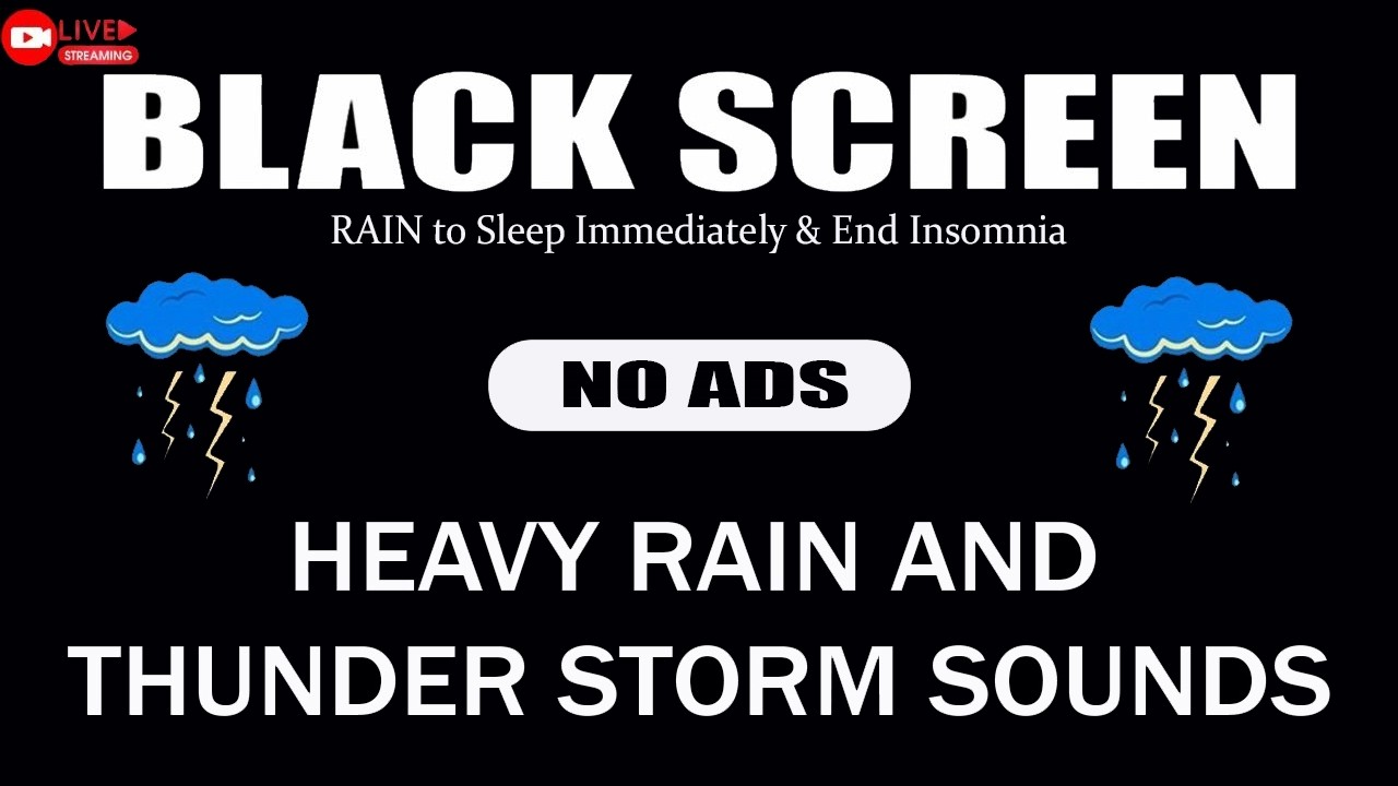 24 HOURS Gentle Rain Sounds on Window Calm Rain Black Screen Rain for Sleep, Study | 24 Hours