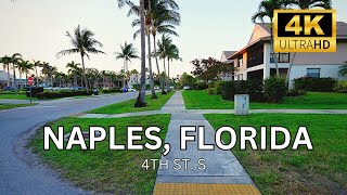 [4K] Evening Walk in Old Naples, Florida along 4th St. S., March 2023