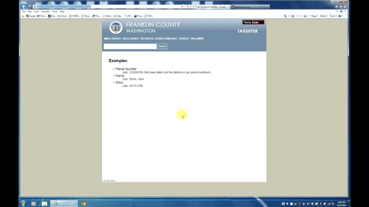 How to look up properties on Franklin County, WA Assessor website YouTube