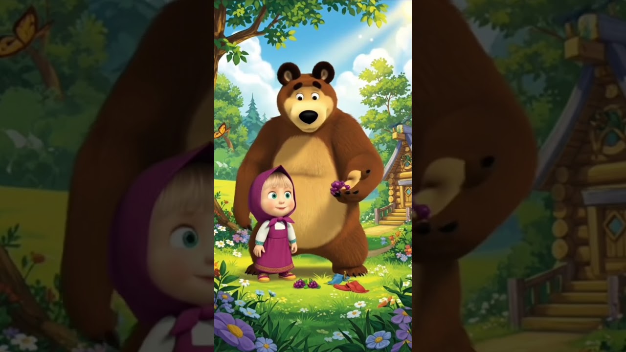 Masha and the bear bear is eating grapes
