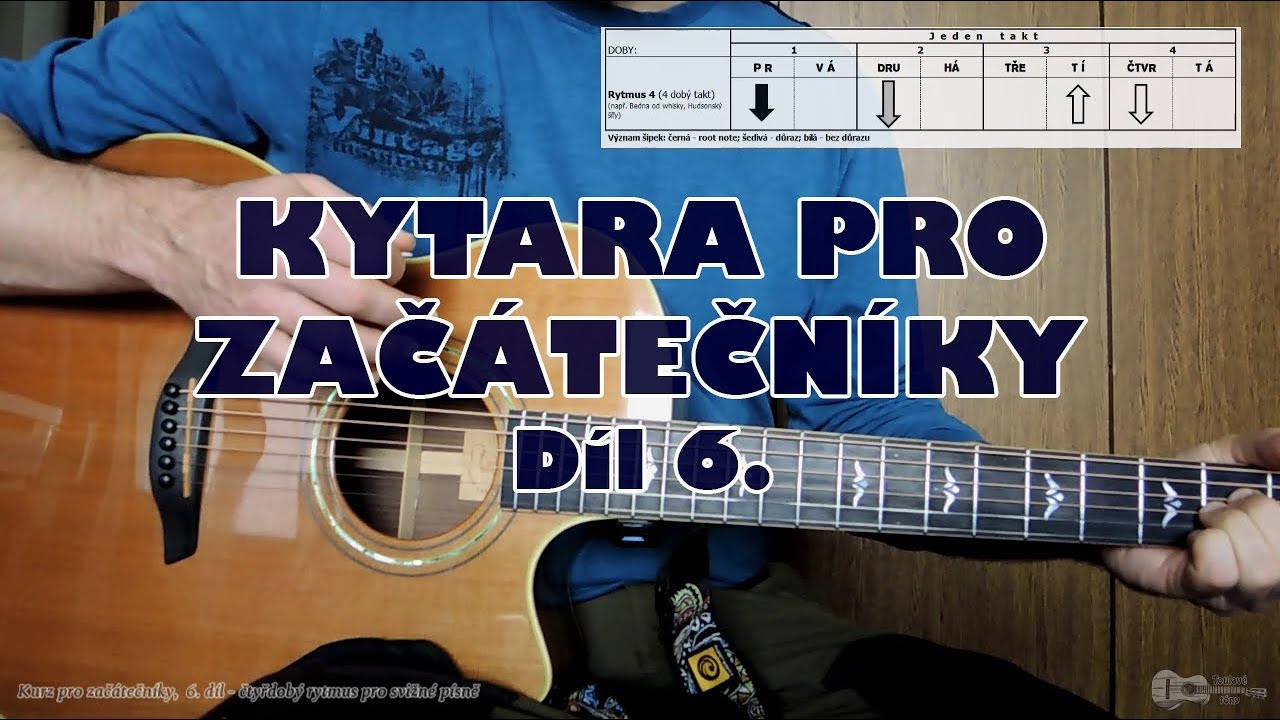 Kytara pro začátečníky, díl 6. - čtyřdobý rytmus pro písně v rychlém tempu  - YouTube