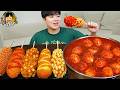 ASMR MUKBANG 체다치즈 양념 치킨먹방! 치즈 떡볶이 명랑핫도그 CRISPY FRIED CHICKEN CORN DOG EATING SOUND!