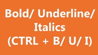 Excel Shortcuts - Bold, Underline, Italics How To Bold A Text In Excel Keyboard Shortcut Ctrl B Bold Exceltutorial
