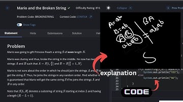 Mario and the Broken String Codechef Solution | Mario and the Broken String  solution in java
