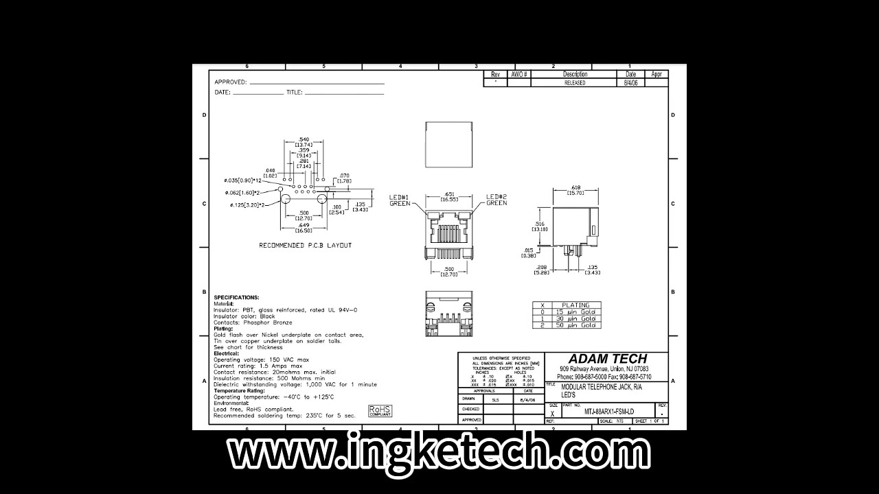 MTJ 88ARX1 FSM LD DataSheet Ingketech Com