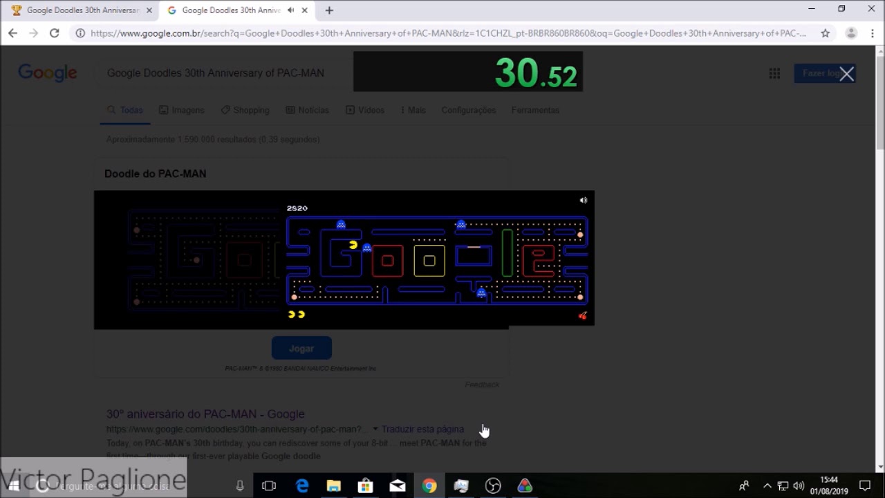 Google Doodles 30th Anniversary of PAC-MAN - 10,000 Points (1P