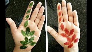 Simple Mehandi Trick Using Henna Leaves || Mehandi leaves henna design || natural mehandi