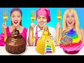 ME vs BARBIE Yemek Yarışması! | 123 GO! FOOD Tarafından Lezzetli Gökkuşağı Pasta Süsleme Fikirleri