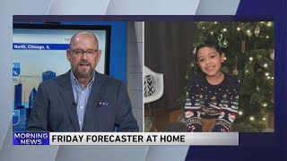 Adorable 2nd grader reports Friday morning s weather forecast