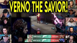 Valorant Streamers React To MIBR Verno CRAZY 1v2 CLUTCH Against FURIA In VCT