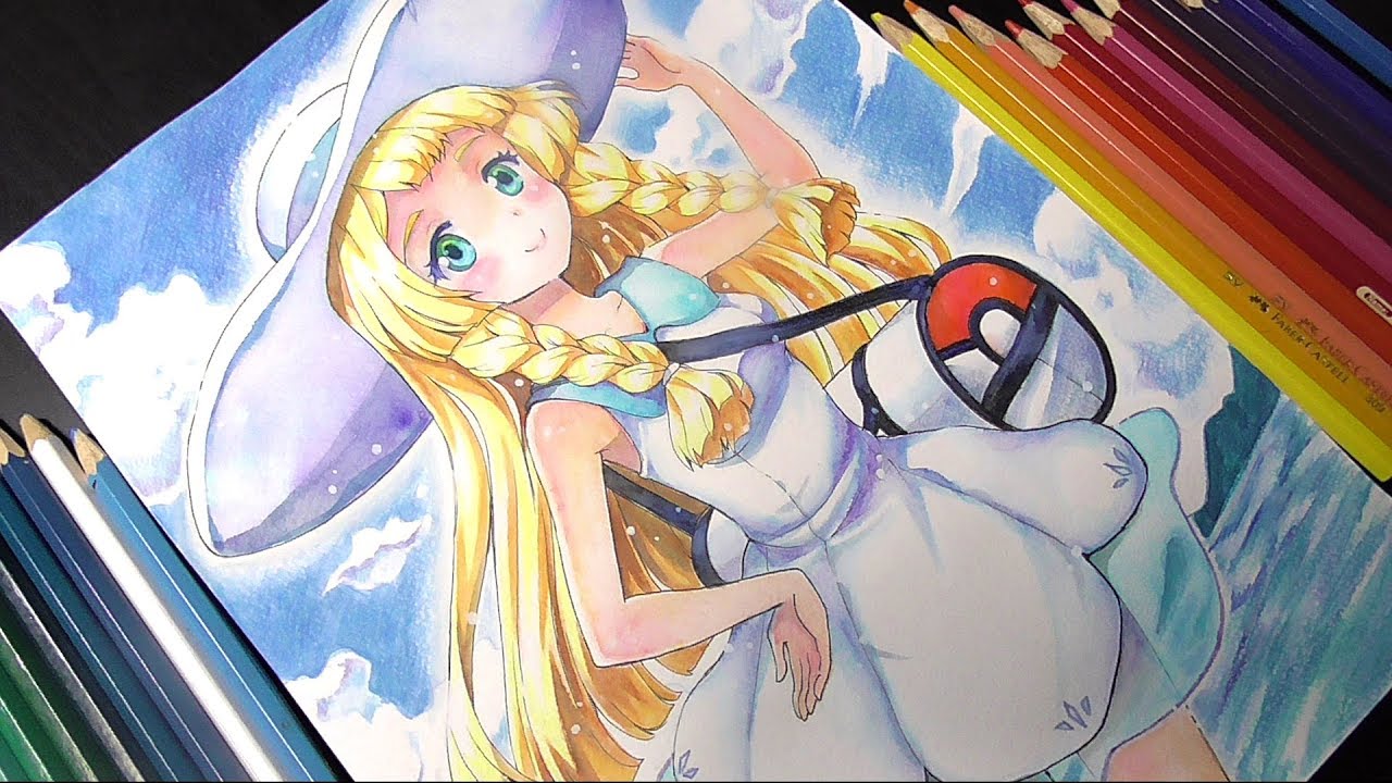 リーリエ ポケモン 水彩色鉛筆イラスト 描いてみた Drawing Pokemon Watercolorpencils Youtube