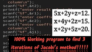 Jacobi's method programme 100% working in just 1 min !!!!!!!