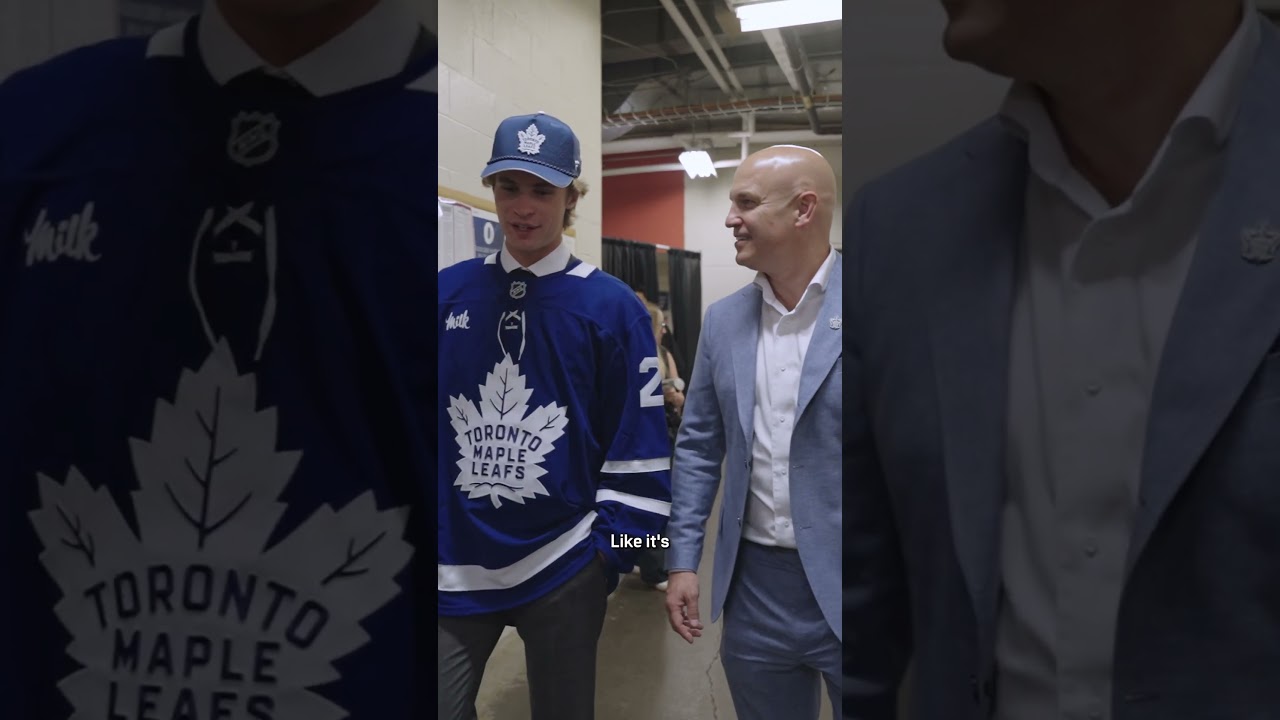 Gavin McKenna walk and talk with Ryan Leslie after being drafted first overall