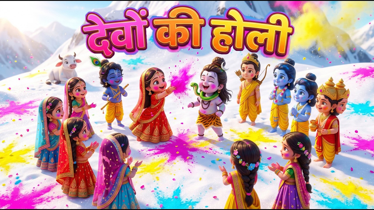 राधा-कृष्ण, सिया-राम की होली 💦 Holi Special Song for Kids 2026 | 3D Animation