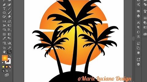 Adobe Illustrator Tutorial Palm trees silhouette on island with sunset background