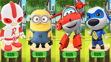Tag with Ryan Riochet Ryan vs Minions Subway Rush vs  Super Wings Jett Run - All Characters Gameplay