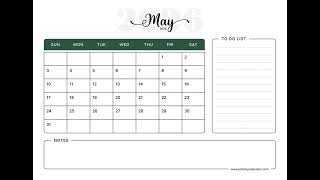 Printable May 2026 Calendar (US) | A4 & Letter Size | May 2026 Calendar Printable | Free PDF