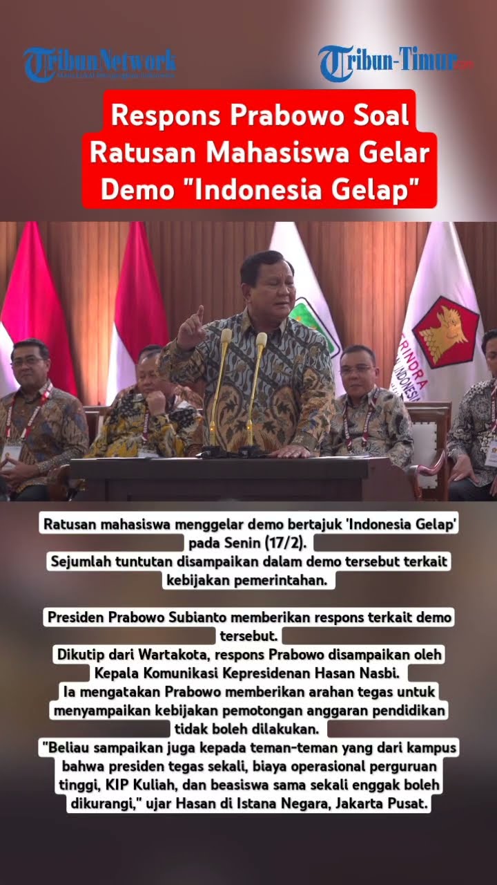 Respons Prabowo Soal Ratusan Mahasiswa Gelar Demo 'Indonesia Gelap'