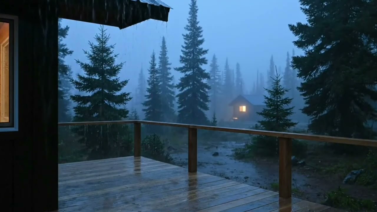Rain Sounds in a Cozy Forest Room at Night (No Ads) | Calm Ambience for Sleep