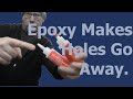 How to use epoxy and sawdust to fill gaps in woodworking projects.