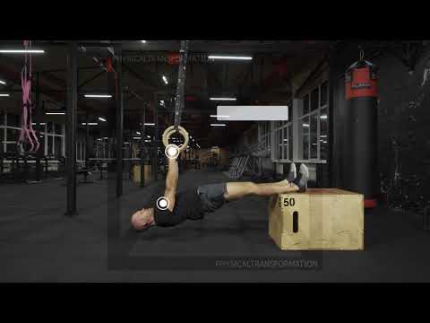 Горизонтальные подтягивания на кольцах (отрицательные) (Rings Horizontal Pull Ups (negative incline)