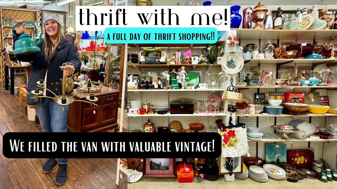 THRIFTING FROM SUNRISE TO SUNDOWN! Thrift With Me! Vintage finds for