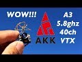 AKK A3 5.8G 40CH VTX 0/25mW/50mW/200mW Switchable 600TVL 1/3 Cmos Micro AIO FPV Camera
