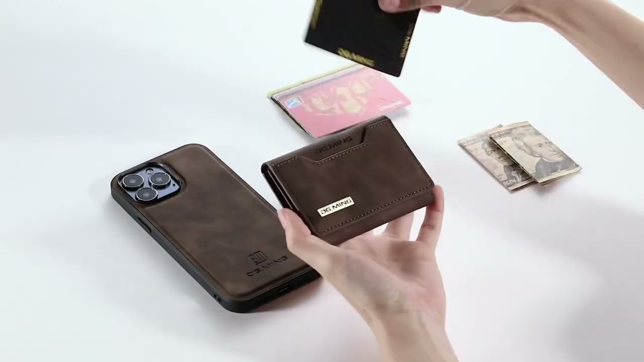 Leather Removable Magnetic  Wallet Card Slot Flip Phone Case For iPhone