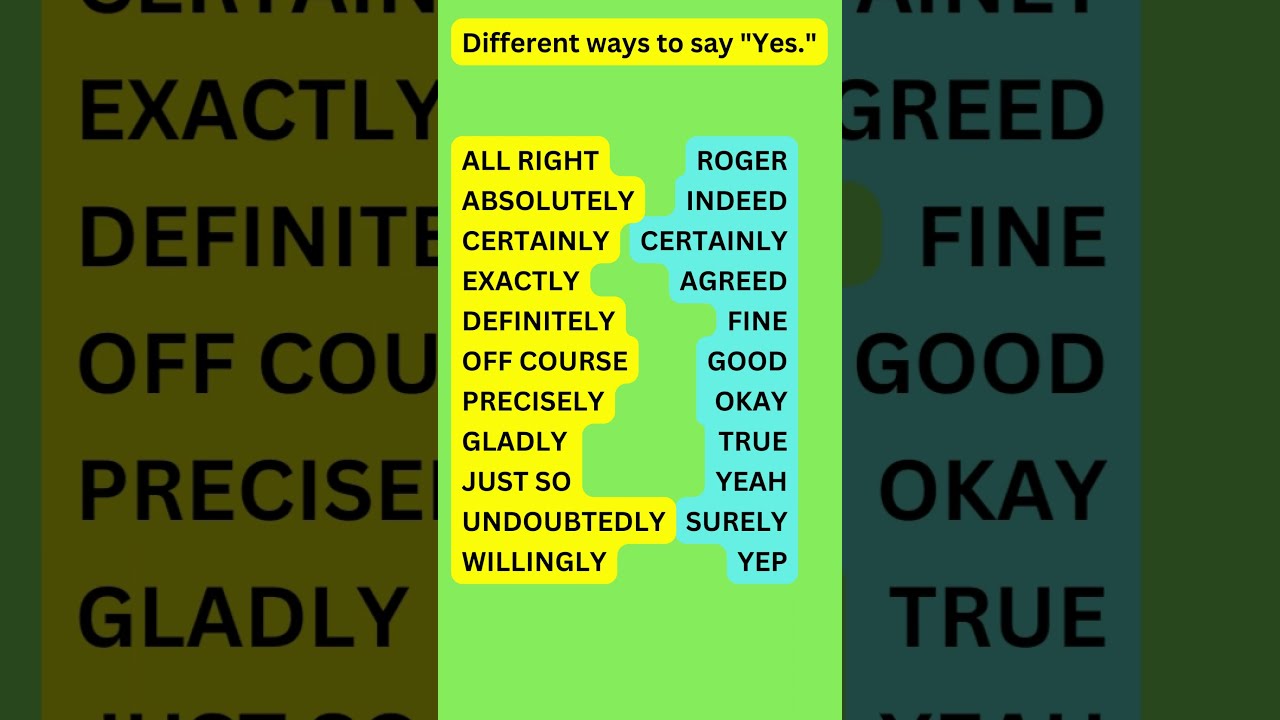 Different Ways To Say Yes Synonyms Of Yes writingtips YouTube Different Ways To Say Yes Synonyms Of Yes writingtips YouTube