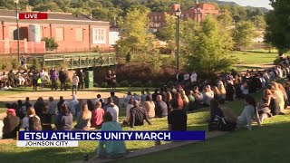 ETSU Athletics organizes 'March for Social Justice' as large crowd gathers in Founders Park