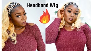 BLONDE HEADBAND WIG ON A DARK SKIN | FT HAIRSPELLS | Omoni Got Curls